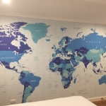 Sherwood wall mural installation - world map