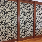 West End wallpaper installation on sliding doors - Florence Broadhurst hand screen printed wallpaper Japanese Floral