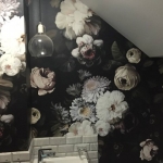 Wooloowin wallpaper installation - Dark floral Ellie Cashman