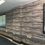 wooden plank wallpaper installation in shcool classroom Sunshine Coast