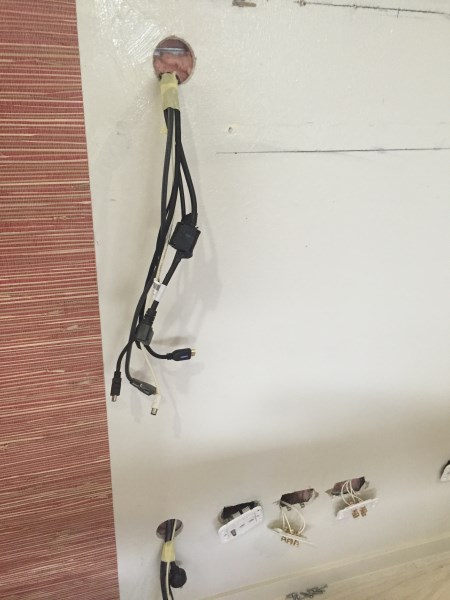 tv wires to be wallpapered around