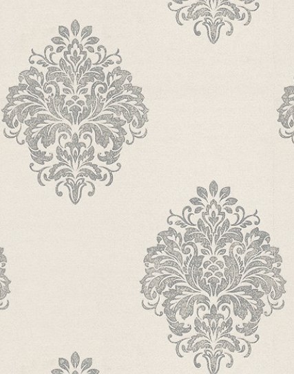 Albany Wallpaper - Naturale Damask - Cream and Silver