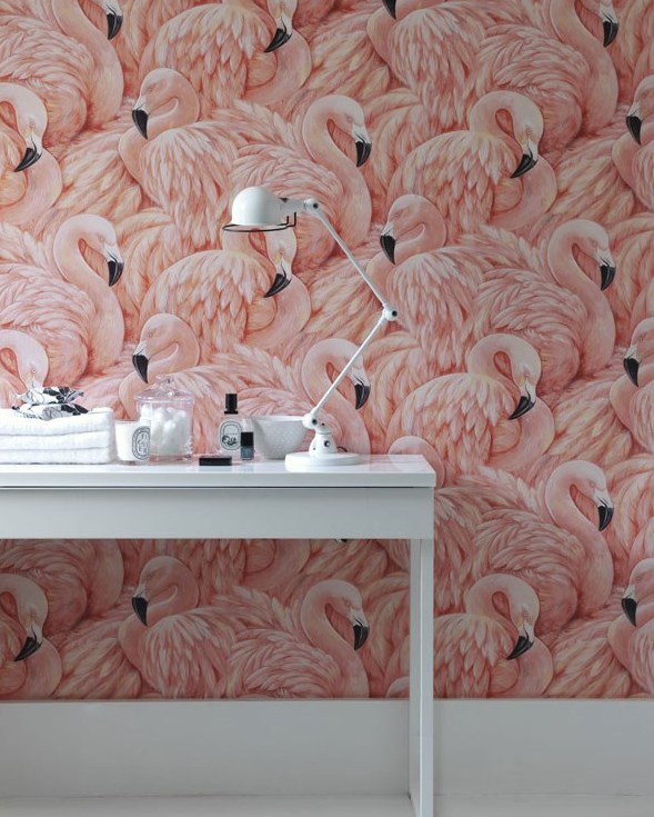 Albany Wallpaper - Pink Flamingos