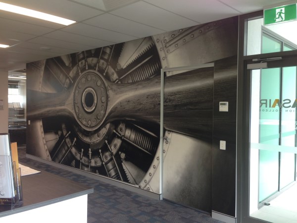Archerfield Airport wall mural installion in office