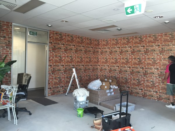 brick wallpaper for office fitout