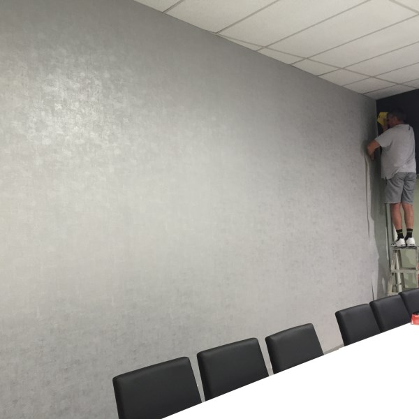 modern grey vinyl commercial wallpaper for a board room