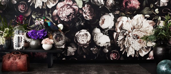 Ellie Cashman Floral Wallpaper Dark Floral II Black Saturated XL