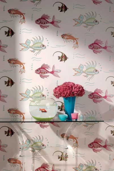 Nina Campbell Aquarium Wallpaper in pale pink